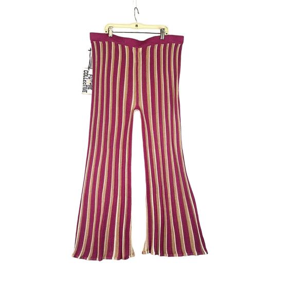 Retro Style Flare Stripe Wide Leg Pull On Pants Lightweight Beach Stretchy Mult - Picture 6 of 11